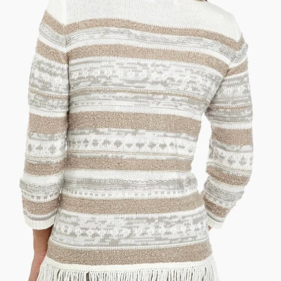 Alfred Dunner Eskimo Kiss Metallic Fringe Sweater M Winter Glam Quiet Luxury - Picture 2 of 8